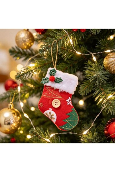 Kmt Style Ornament decorativ de Crăciun ciorap imprimat, dimensiune 8 cm, pan...