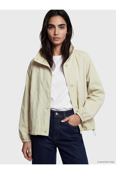 LC Waikiki Alita City Lcw Vision Beige High Collar Oversize Women's Coat with...