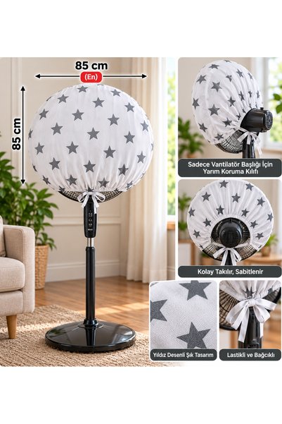 Magiclady Yıldız Desenli Vantilatör Başlık Koruma Kılıfı – 85 × 85 cm