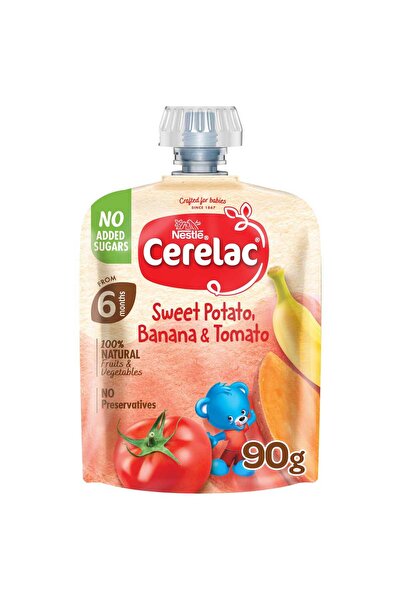 Nestle Cerelac Baby Food Sweet Potato, Banana & Tomato Puree Pouch from 6 Mon...