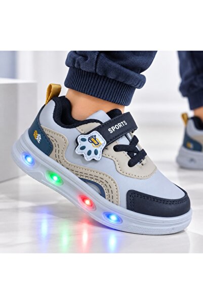 HANNA Pantofi sport cu luminite, Model Sporty Style 3, Piele ecologica, Baiet...