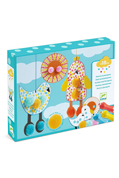 djeco Creative coloring set with pompoms and polka dots,