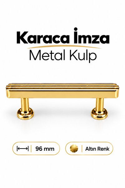 Badem10 Karac a 96 Mm Altın Gold Metal Mobilya Mutfak Banyo Kitaplık Kulp Çek...