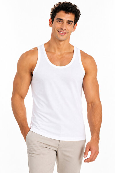 fevien Men's Cotton Thick Strap Undershirt Flexible Comfortable Daily Underwe...