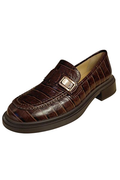 NISH N2753 Genuine Leather Crocodile Women's Moccasin Loafer Shoes
