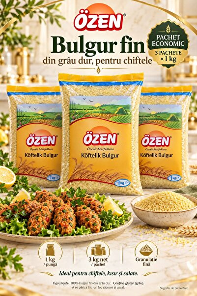 Özen Fine durum wheat bulgur for meatballs – Economy pack 3 × 1 kg