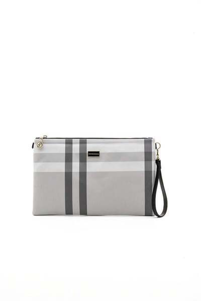 Silver Polo A.Gri - A.Taba Plaid Women's Portfolio and Clutch Handbag Sp1034