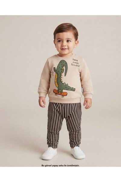 voyyo kids baby Baby Boy Crocodile Printed Stripe Parachute Pants 1-2-3-4 Yea...