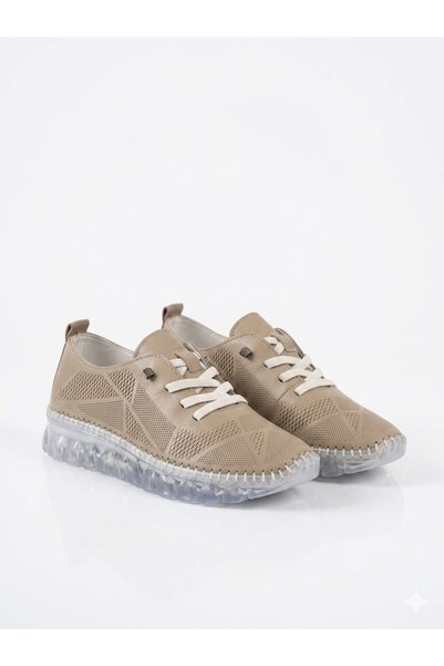 Tamdabu Ayakkabı Genuine Leather Silver Laser Cut Transparent Sole Orthopedic Women's Shoes