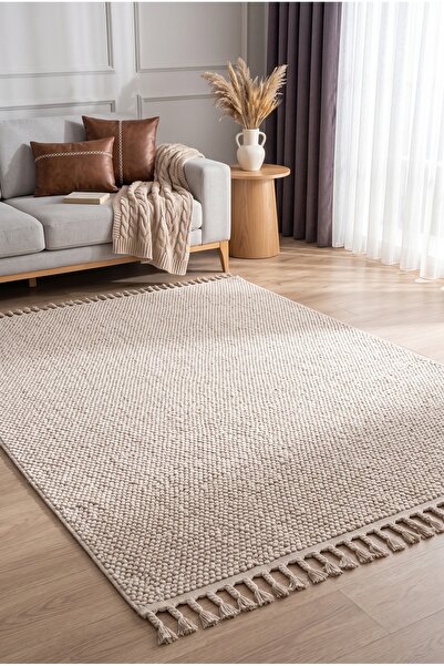 Estiva Home Valeria Krem Beyaz İskandinav Halı Bohem Yumuşak Bukleli Salon ve...