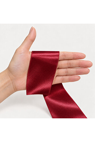 Renk İthalat Satin Ribbon Claret Red 6.5 cm 90 Meters Hobby Decoration Orname...