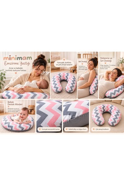 minimam Emzirme Yastığı - Pembe Zikzak