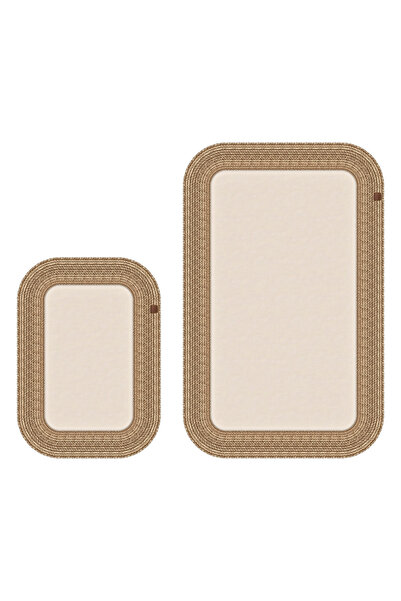 Merplush Peluş Banyo Paspası Takımı 2'li 70x110 + 50x70 cm Örgü Halat Kenarlı...