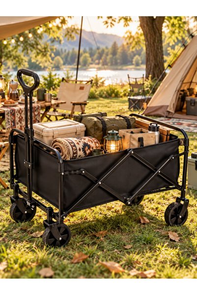 Bojasmiial Collapsible Garden Cart Outdoor Folding Wagon, 360° Rotatable Whee...