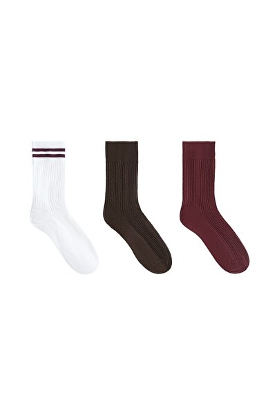 Oysho 3 pairs of braided cotton blend Classic socks