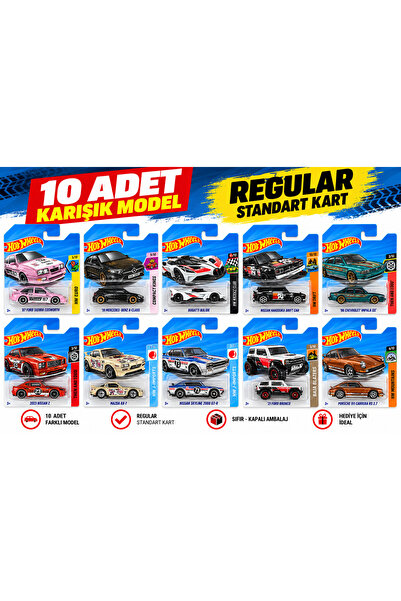 HOT WHEELS 10 Adet Karışık Model Oyuncak Araba – Seçkin Seri – Regular Kart