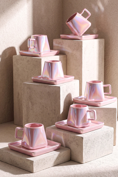 Perotti Pinks Porcelain 6-Person Coffee Cup Set