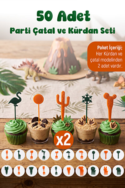 Kitchen Life 50 Parça Safari Çocuk Meyve Çatalı Ve Parti Kürdanı Seti
