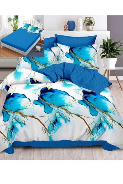 Pucioasa Home Lenjerie de pat cu elastic, tesatura tip finet, pat 2 persoane,...