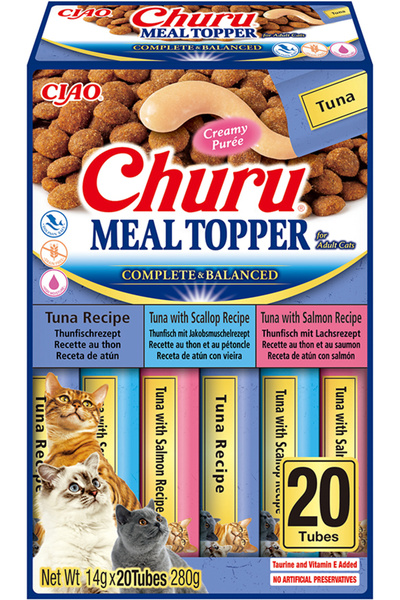churu Meal Topper Tuna Variety Recompensa Cremoasa Reteta cu Ton, Scoici si S...