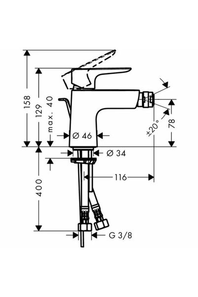 Vivis Baterie bideu Talis E cu aerator, Negru Mat