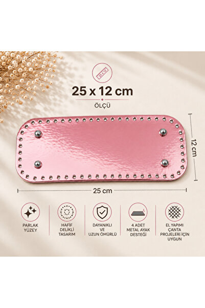 Kanguroom Bright Light Pink Bag Base 25 × 12 cm – Pre-Drilled, with 4 Metal Legs