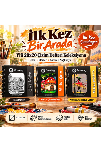 DreamArtgalery DreamArt Galeri 20x20 Set od 3 podloge za crtanje – Skiciranje...