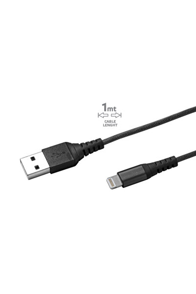 Celly Καλώδιο USB Lightning Νάιλον 1μ Μαύρο
