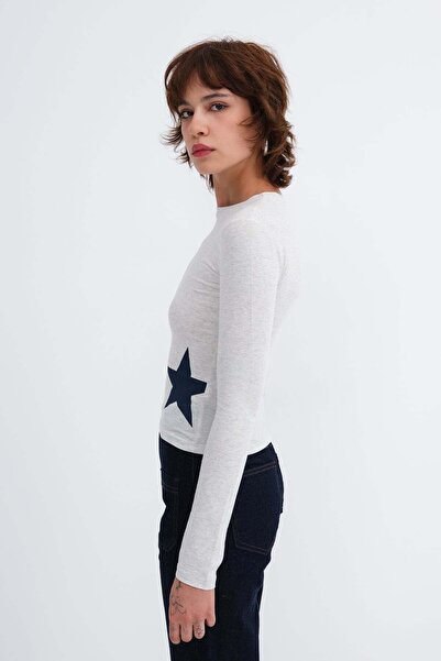 Addax Star Detailed T-Shirt B1967