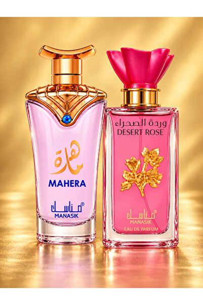 MANASIK Set Parfumuri Arabesti Mahera & Desert Rose, 2 x Eau de Parfum, Pentr...