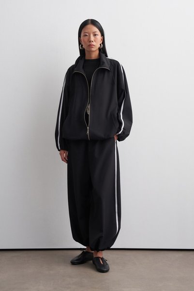 KADRİYE BAŞTÜRK Striped Air Bomber Jacket Black