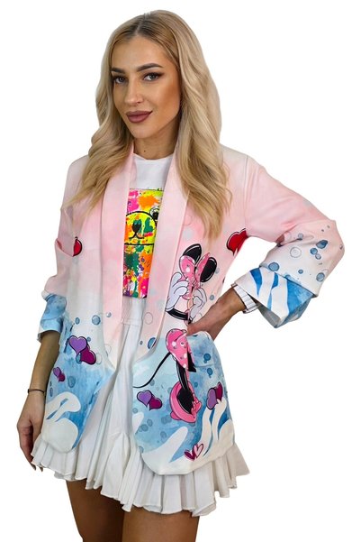 FY FashionForYou Blazer GRAFFITI Day, cu imprimeu Disney Minnie, Roz, Fashion...