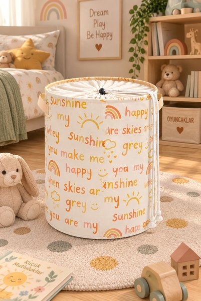 PH Prendi Home Sunshine Desenli Fileli Katlanabilir Çok Amaçlı Saklama Sepeti...