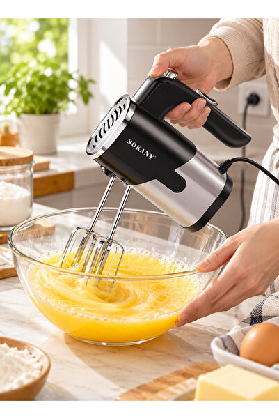 SOKANY 800W Electric Hand Mixer 5 Speed Turbo Stainless Steel Beaters