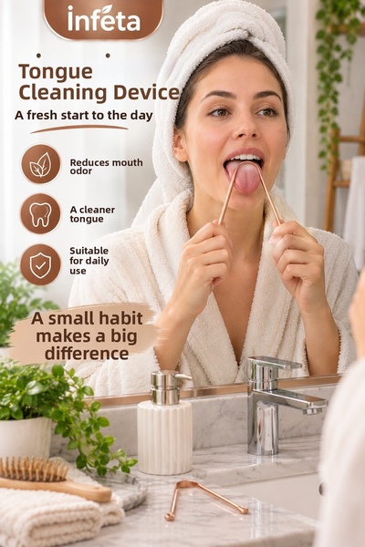 İnfeta Copper Tongue Cleaning Tool Tongue Scraper Oral Care and Tongue Plaque Cleaner