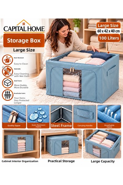 Capital Home Large Size 60 X 42 X 40 cm Bag with Steel Frame + Transparent Wi...