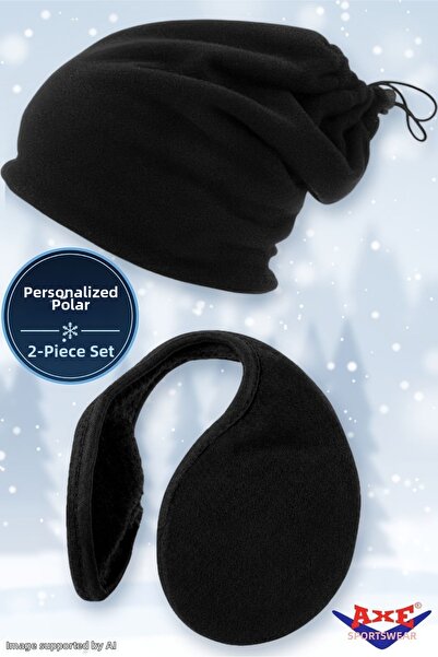 AXE SPORTSWEAR Winter Black Fleece 2-Piece Set: Convertible Drawstring Neck G...