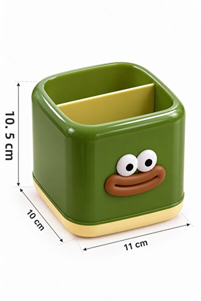 Daks Green Decorative Desktop Pen Holder – Dual Compartment Organizer
