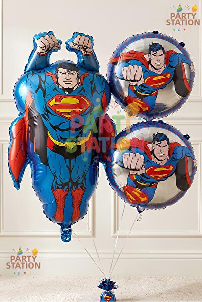 Parti Station Superman Concept Balloon Set - 3 Piece Superman Birthday Balloo...