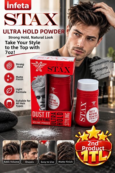 İnfeta 20 جرام من مسحوق تصفيف الشعر STAX Wax Ultra Hold، علبة حمراء، تثبيت قو...