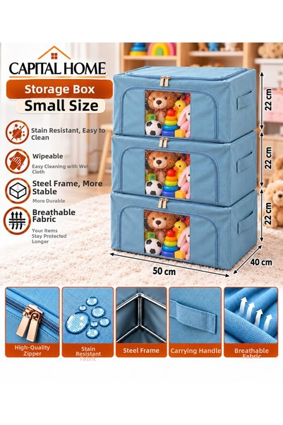 Capital Home Multi-Purpose 3-Piece Storage Bag Set with Steel Frame + Transpa...