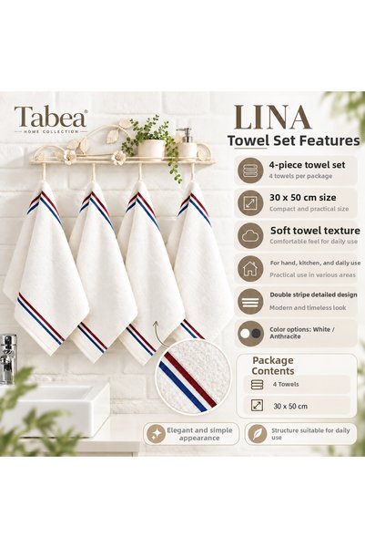 TABEA HOME Set LINA de 4 prosoape de bucătărie și de mână/față 30x50 cm