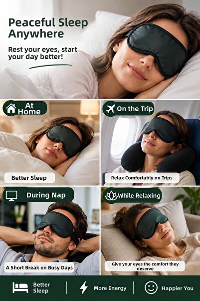 İnfeta Black Sleep Eye Patch Mask Light Blocking Travel and Rest Eye Patch