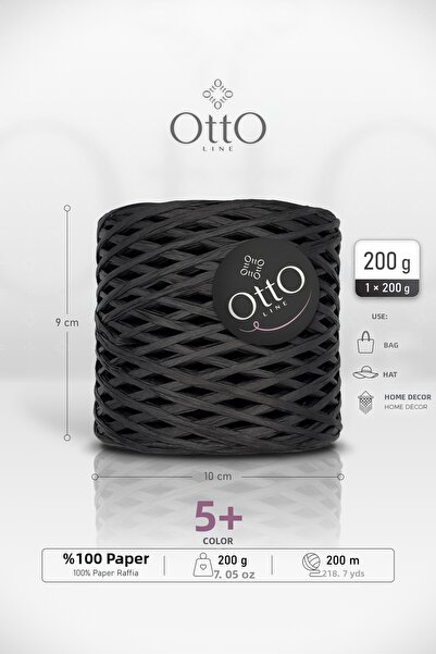 OTTO LINE ΡΑΦΙΑ • Μαύρο (G12) • 200 γρ./200 μ. • Χάρτινο κορδόνι ραφίας • Τσά...