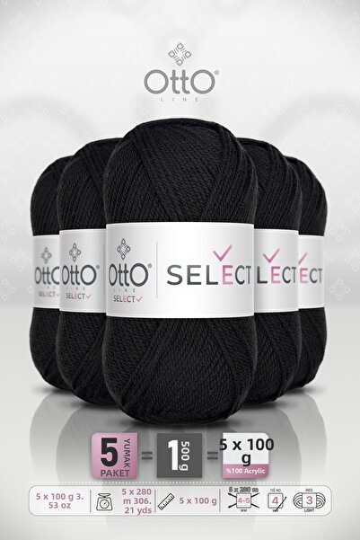 OTTO LINE ΕΠΙΛΟΓΗ • Μαύρο (9510) • Συσκευασία 5 τεμαχίων × 100 γρ / 280 μ • Α...