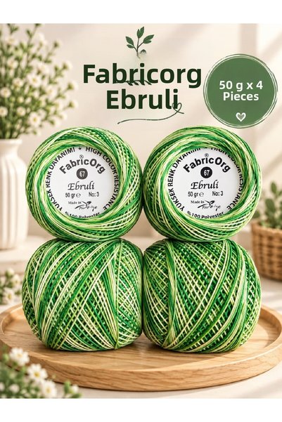fabricorg خيط تريكو وحياكة يدوي من القطن مثل القطن المخلوط - إبرولي بونش - بيليكليك - باندانا - رنر رقم: 3 50 جرام × 4 قطع (رقم المنتج: 67)