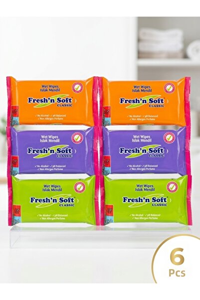 FRESHNSOFT Fresh'N Soft Classic Wet Wipes Set 15 Sheets (Pack of 6)