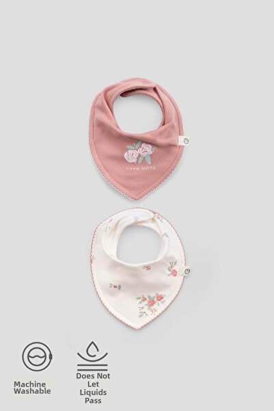 Little Gusto Set of 2 Liquid-Proof Organic Cotton Bandana Aprons Ecru