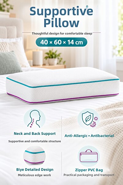 MixCotton Home Orthopedic Visco Pillow with Bag 60X40X14 cm