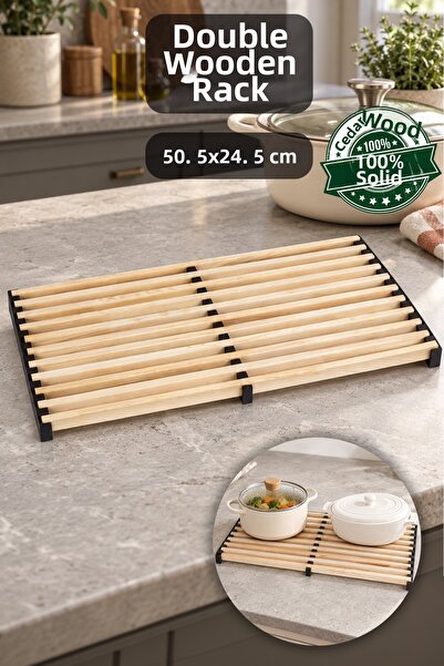 Meleni Home Solid Wood Large Trivet - Fireproof Non-Stick Pan Pot Trivet Teap...